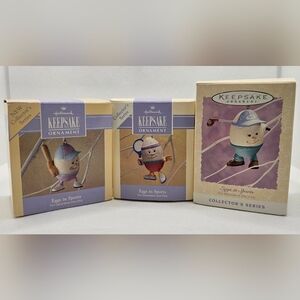 3 New EASTER SPRING HALLMARK COLLECTION ornament EGGS IN SPORTS series Egg set